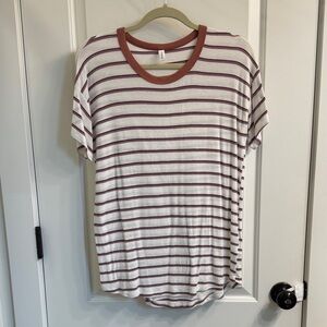 Women's Top with Maroon Stripes and Contrast Collar